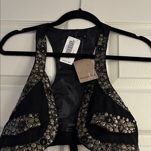 Mustard Seed Chocolate Brown Embellished Vest